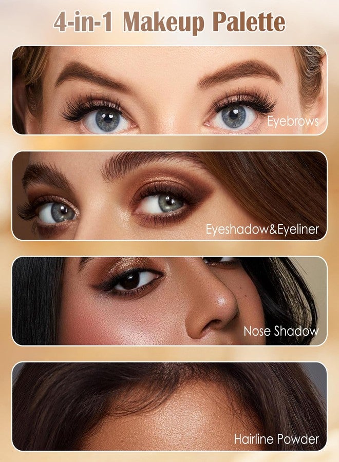 LYSdefeu Eyebrow Powder Brow Cream Makeup Kit,4 Colors Waterproof Long-Lasting Eye Brow Powder, Light Medium Dark Brown Eyebrow Filler Contour Palette,Sculpt Full Makeup Gift Set for Women with Brush Razor-01 - Image 5